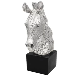 Silver Art Zebra Bust Figurine By Lesser & Pavey