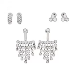 Ladies Lipsy Silver Plated 3 Pack Crystal Earrings