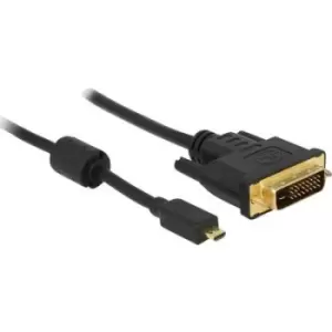 Delock HDMI / DVI Adapter cable HDMI-Micro-D plug, DVI-D 24+1-pin plug 2m Black 83586 incl. ferrite core, screwable, gold plated connectors HDMI cable