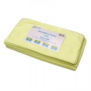 2Work Yellow 400x400mm Microfibre Cloth Pack of 10 101161YL