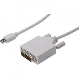 Digitus DisplayPort / DVI Cable 2m screwable White [1x Mini DisplayPort plug - 1x DVI plug 25-pin]