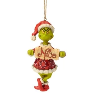 Grinch Naughty or Nice Sign Hanging Ornament