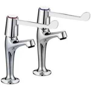 Value Lever Chrome High Neck Pillar Kitchen Sink Taps with 6" Levers and Ceramic Disc Valves - VAL2-HNK-C-6-CD - Chrome - Bristan