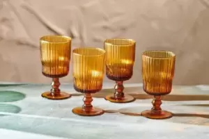 Nkuku Fali Wine Glass Set Of 4 Glassware Orange 15 x 7.5cm (Diameter)