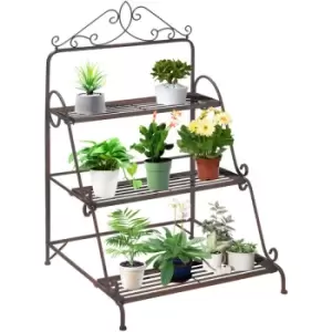 3 Tier Metal Plant Stand, Flower Pot Display Shelf Indoor & Outdoor - Outsunny
