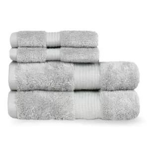Cleopatra Egyptian Cotton 4 Piece Face/Hand Towel Set Silver