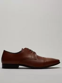 Burton Menswear London Leather Cap Toe Derby Shoes - Brown , Brown, Size 7, Men