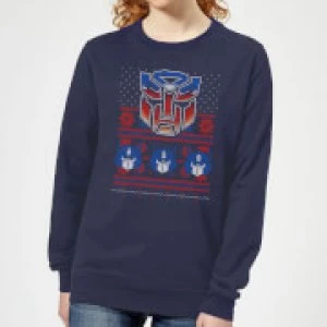 Autobots Classic Ugly Knit Womens Christmas Sweatshirt - Navy - M