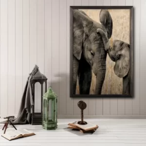 Elephant Baby XL Multicolor Decorative Framed Wooden Painting