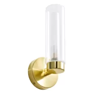 Spa Sparti Tubular Wall Light Clear Glass and Satin Brass