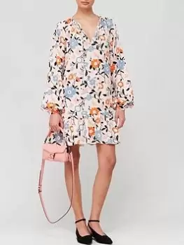 Kate Spade New York Floral Garden Tie Neck Dress - Blush/Multi