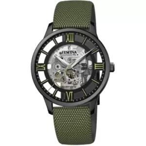 Mens Festina Automatic Green Skeleton Face Watch