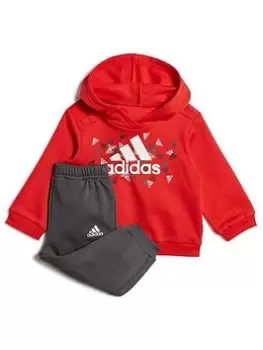 adidas Favourites Toddler Boys Badge Of Sport Graphic Overhead Hoody And Jogger Set, Bright Red, Size 3-4 Years