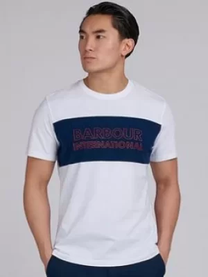 Barbour International Panel Logo T-Shirt, White, Size L, Men