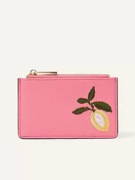 Accessorize Embroidered Fruit Cardholder, Pink, Women