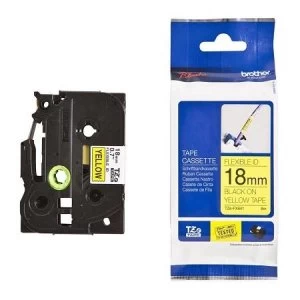 Brother TZe-FX641 P-touch Label Tape (18mm x 8m) Black On Yellow