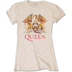 Queen - Classic Crest Womens X-Large T-Shirt - Sand