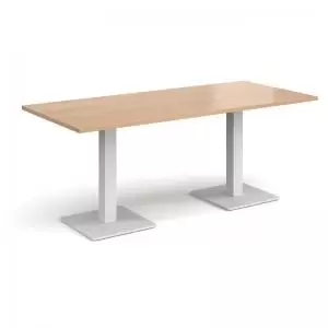 Brescia rectangular dining table with flat square white bases 1800mm x