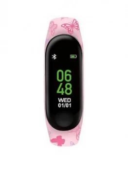Tikkers Tikkers Activity Tracker Digital Dial Pink Butterfly Print Silicone Strap Kids Watch