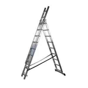 Slingsby 3 Section Aluminium Combination Ladder, 3X9 Treads EN131 150KG