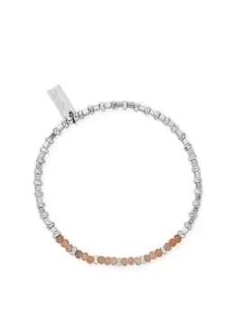 ChloBo Peach Moonstone Sparkle Cube Bracelet 925 Sterling Silver, One Colour, Women