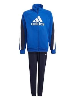 adidas Junior Boys Badge Of Sport Cotton Tracksuit - Blue/Navy, Blue/Navy, Size 15-16 Years