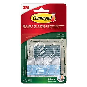 Command Outdoor Light Clips Clear Pack of 16