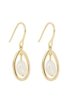 Floating Freshwater Pearl Drop Earrings with Yellow Gold Plating