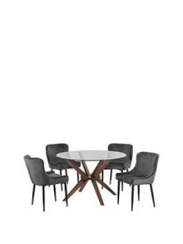 Julian Bowen Set Of Chelsea 120Cm Table & 4 Luxe Grey Chairs