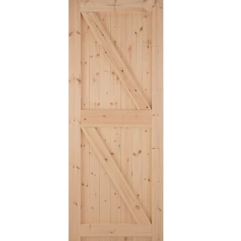 JELD-WEN Boarded Framed Ledged & Braced Unfinished Natural Redwood External Shed Door - 1981mm x 838mm (78x33 inch) Softwood Jeld Wen E29FLB