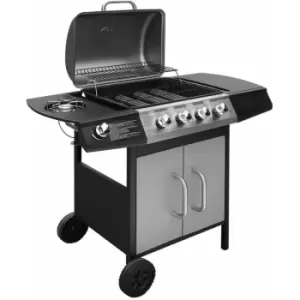 vidaXL Gas Barbecue Grill 4+1 Cooking Zone Black and Silver - Silver