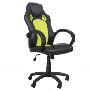 HOMCOM High-Back Gaming Chair Swivel Home Office Computer Racing Gamer Desk Chair Faux Leather with Wheels, Black Green