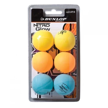 Dunlop Nitro Glow Table Tennis Balls - 6 Ball