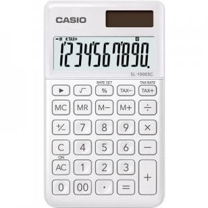 Casio SL-1000SC Pocket calculator White Display (digits): 10 solar-powered, battery-powered (W x H x D) 71 x 9 x 120 mm