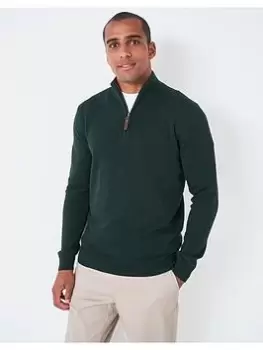 Crew Clothing Classic Half Zip Knit, Green Size M Men