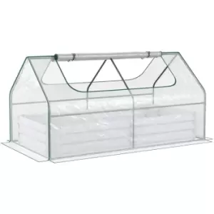 Outsunny Raised Garden Bed Planter Box with Greenhouse, Large Window, Clear - Clear