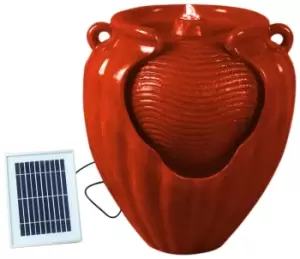 Gardenwize Solar Powered Water Feature - Red Vase
