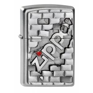 Zippo Unisex Adult Wall Emblem Windproof Pocket Lighter Chrome