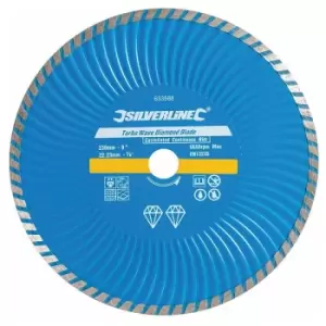 Silverline - Turbo Wave Diamond Blade - 230 x 22.23mm Castellated Continuous Rim
