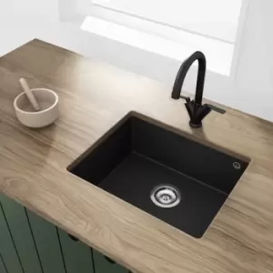 Single Bowl Undermount Black Granite Composite Kitchen Sink - Enza Madison