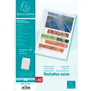 Exacompta Cut Flush Folder PP A4, Clear, 10 Packs of 50