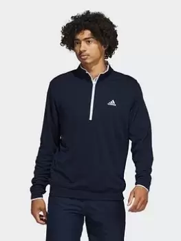 adidas Golf Upf Quarter Zip Pullover - Navy/White, Size S, Men