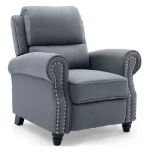 Duxford Linen Fabric Pushback Recliner Chair - Charcoal