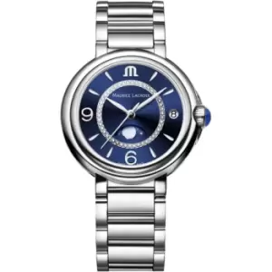 Ladies Maurice Lacroix Fabia Diamond Moonphase Blue and Silver Swiss Watch