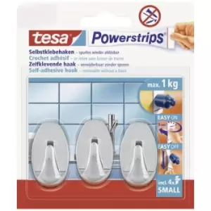 tesa POWERSTRIPS Small Oval adhesive hook Chrome Content: 3 pc(s)