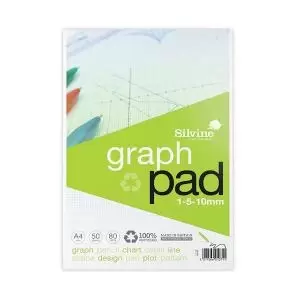 Silvine Recycled Graph Pad 1510mm A4 50 Pages A4GPRE SV01071