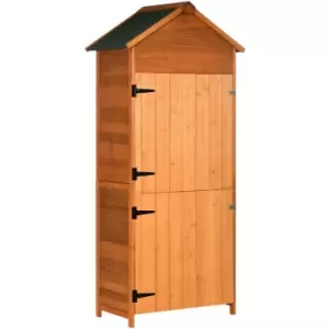 Outsunny - Wooden Garden Shed Outdoor Shelves Utility Tool Storage Cabinet Teak - Teak