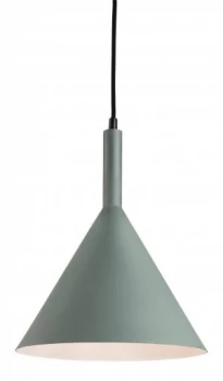 1 Light Dome Ceiling Pendant Green with White Inside, E27