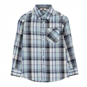 Lee Cooper Long Sleeve Checked Shirt Junior Boys - White/Navy/Blue