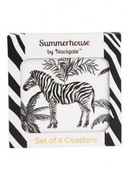 Summerhouse By Navigate Madagascar Zebra Repeat Coasters ; Set Of 4